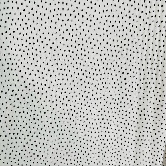 Adrianna Papell white black polka dot ruffle pleated stretch blouse top large - Picture 4 of 8